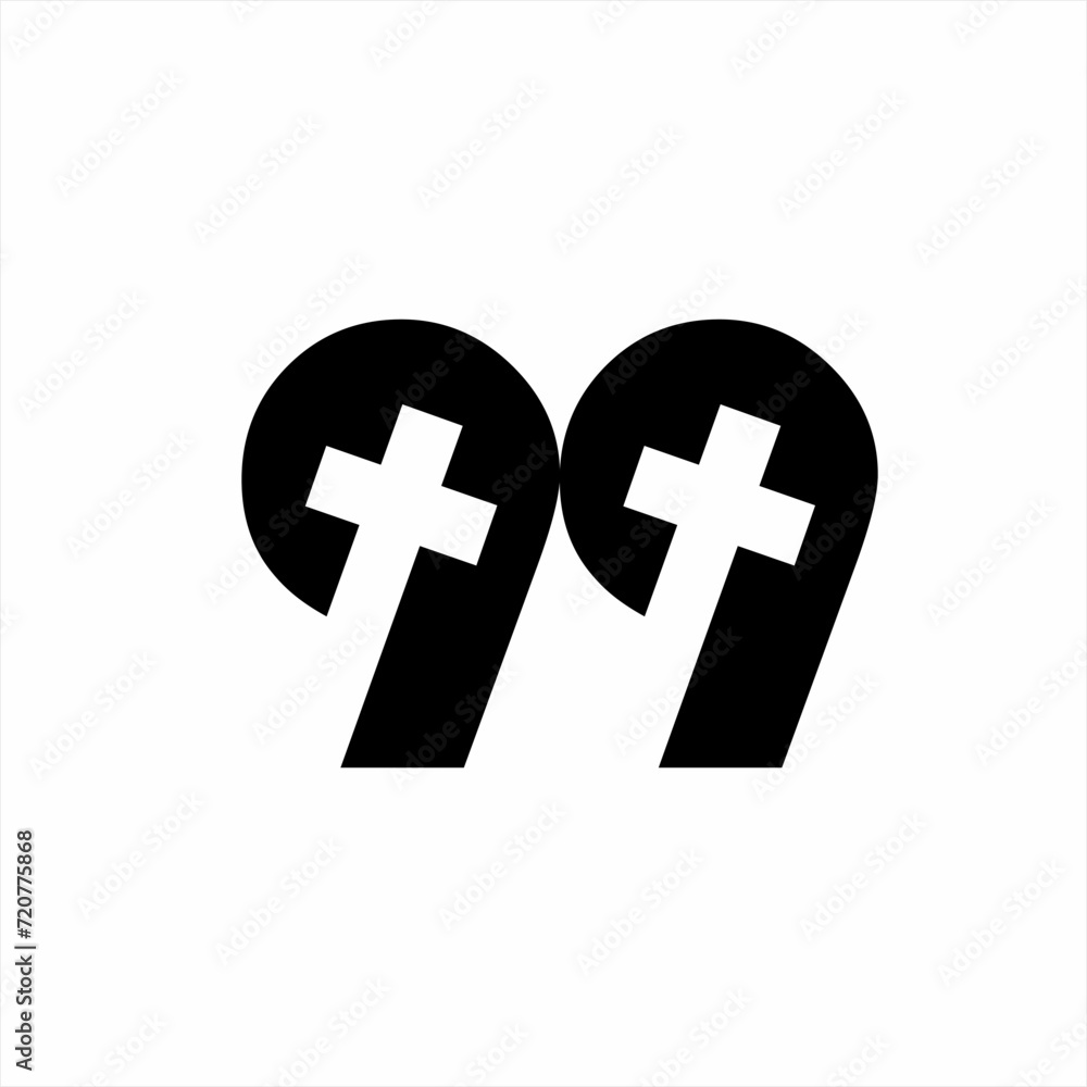 Obraz premium Number 99 logo design with cross.