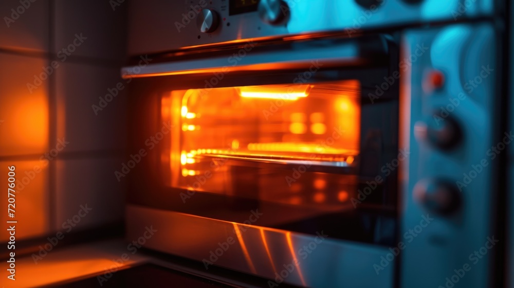 Close-up view of an oven with its door open. Perfect for illustrating cooking, baking, or kitchen-related concepts Close-up view of an oven with its door open. Perfect for illustrating cooking, baking, or kitchen-related concepts