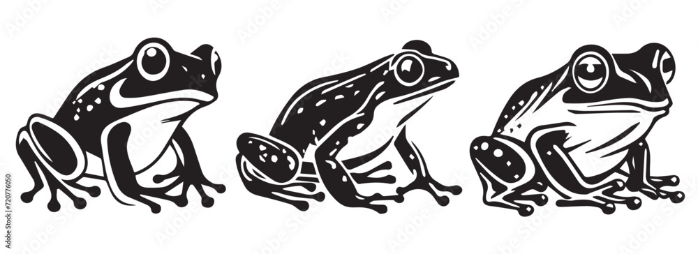 Frog silhouette vector graphics black and white without color