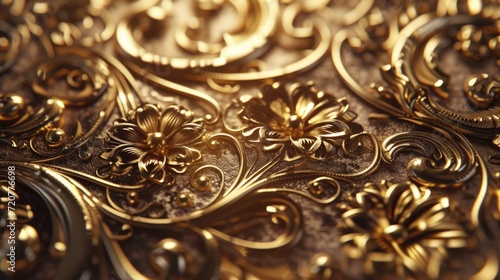 A detailed close-up view of a shiny gold plate. This image can be used for various purposes