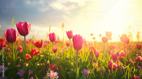 Red anemone blossoms on Mount Carmel in February in Israel. Spring time