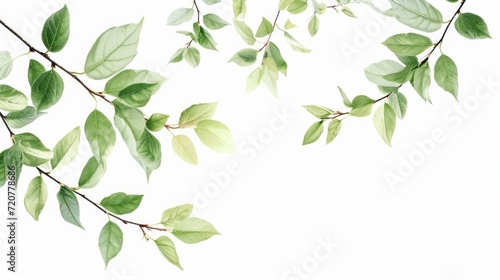 A branch of a plant with green leaves. Can be used as a background or as a symbol of nature and growth