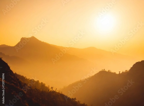 Orange mountains wallpaper with copy space