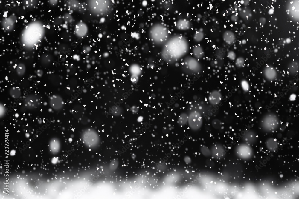 A black and white photo capturing the beauty of falling snow. Suitable for various uses