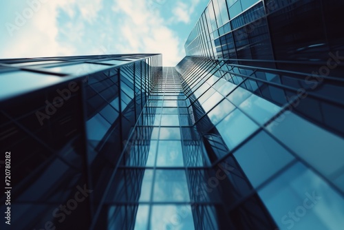 A picture of a tall building with many windows against a sky background. Suitable for architectural designs and urban landscapes