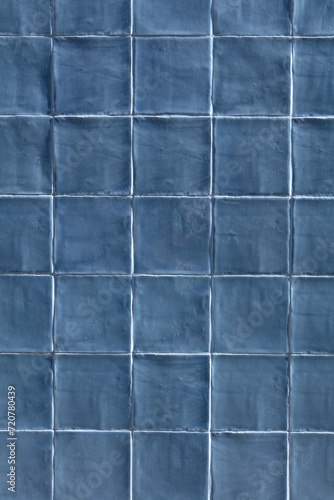 Blue square tile on wall in Lisbon (ID: 720780439)