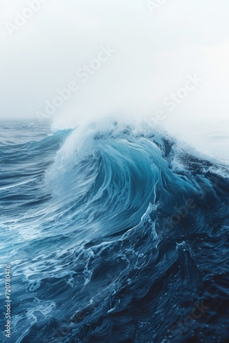 Fototapeta Naklejka Na Ścianę i Meble -  A powerful and towering wave in the vast ocean. Perfect for capturing the beauty and strength of nature.