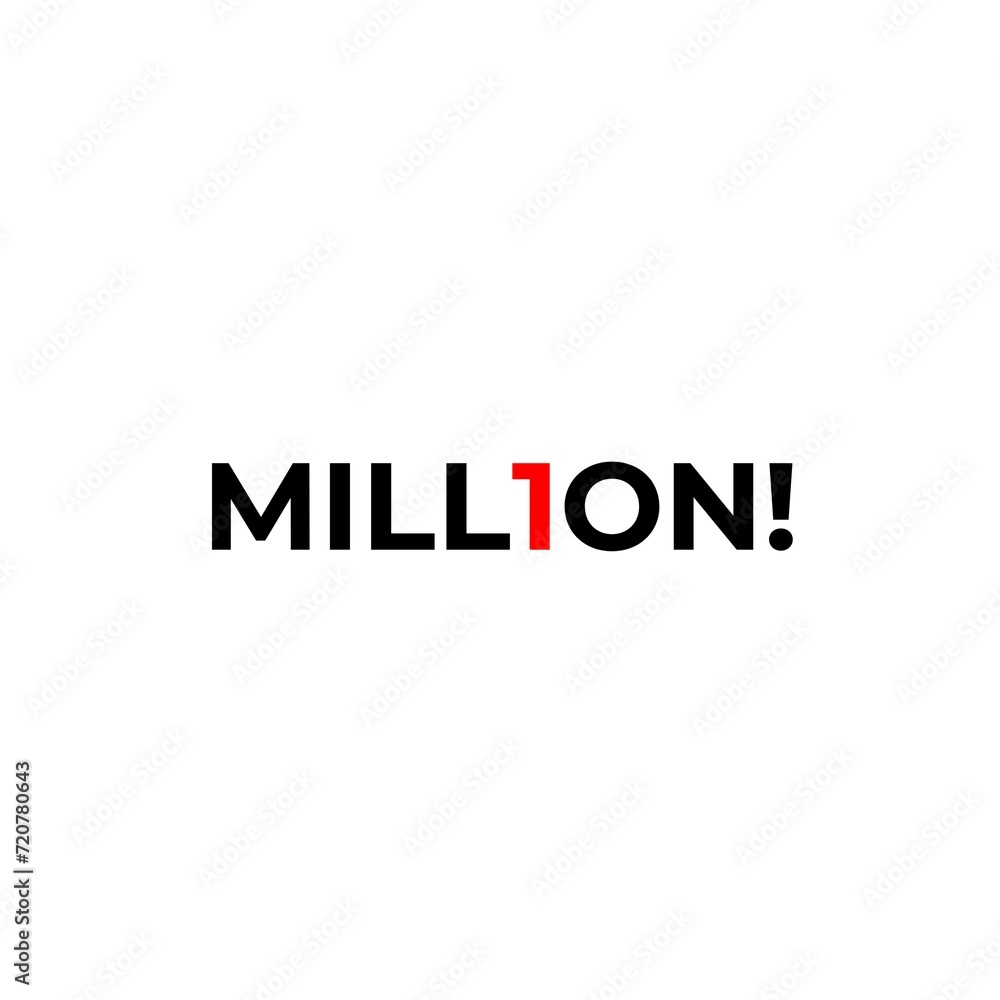 One million text concept art isolated on white background. Flat design. 