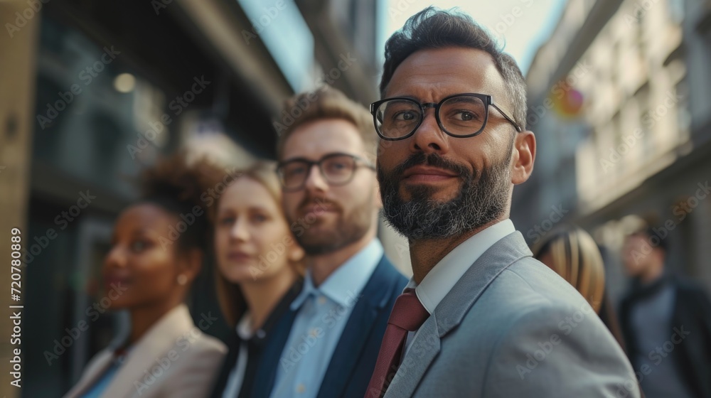 A group of business people standing in a row. Suitable for corporate and team-related themes A group of business people standing in a row. Suitable for corporate and team-related themes