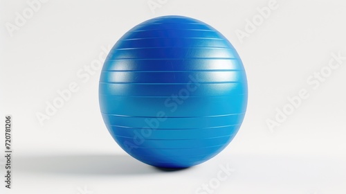 A blue exercise ball placed on a white surface. Perfect for fitness and exercise-related content