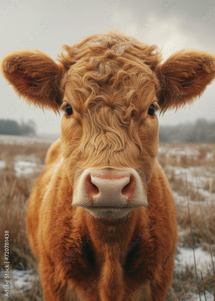 A cow standing in front of a white wall. A brown cow is seen up close, grazing in a peaceful green field. A cow standing in front of a white wall. A brown cow is seen up close, grazing in a peaceful green field.