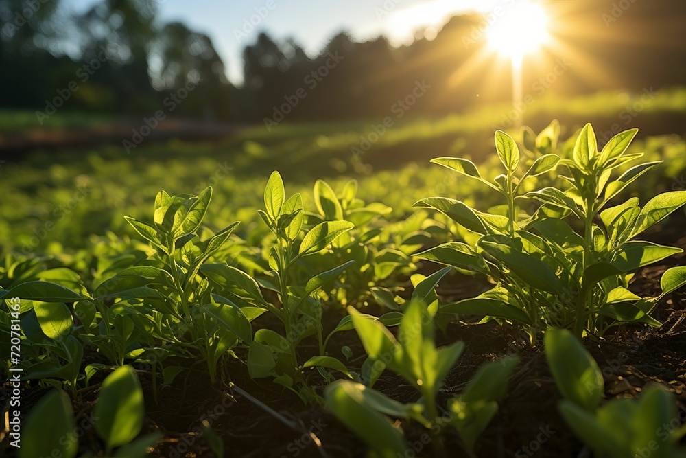 Bountiful harvest of fresh organic sprouts on a modern and sustainable plantation Bountiful harvest of fresh organic sprouts on a modern and sustainable plantation