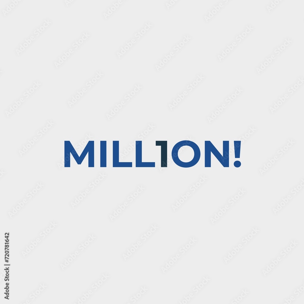 One million text concept art isolated on light gray background. One million text concept art isolated on light gray background.