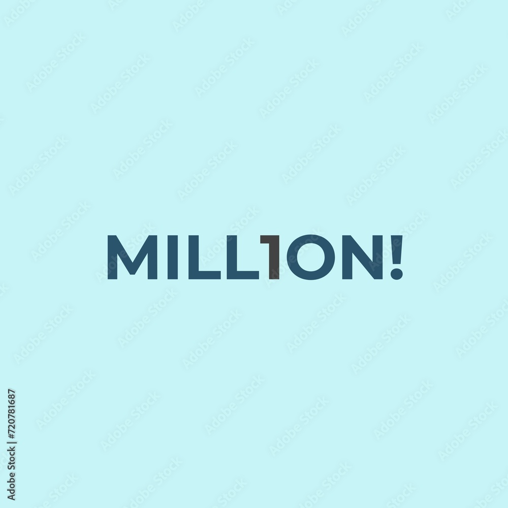 One million text concept art isolated on blue background. One million text concept art isolated on blue background.