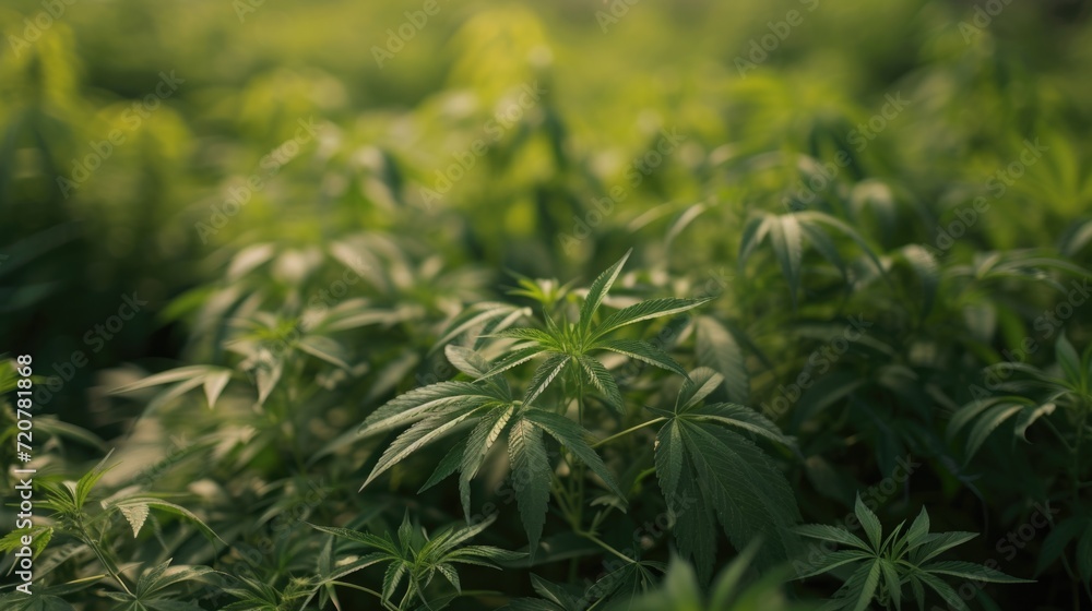 A detailed view of a field filled with marijuana plants. This image can be used to showcase the growth and cultivation of cannabis A detailed view of a field filled with marijuana plants. This image can be used to showcase the growth and cultivation of cannabis