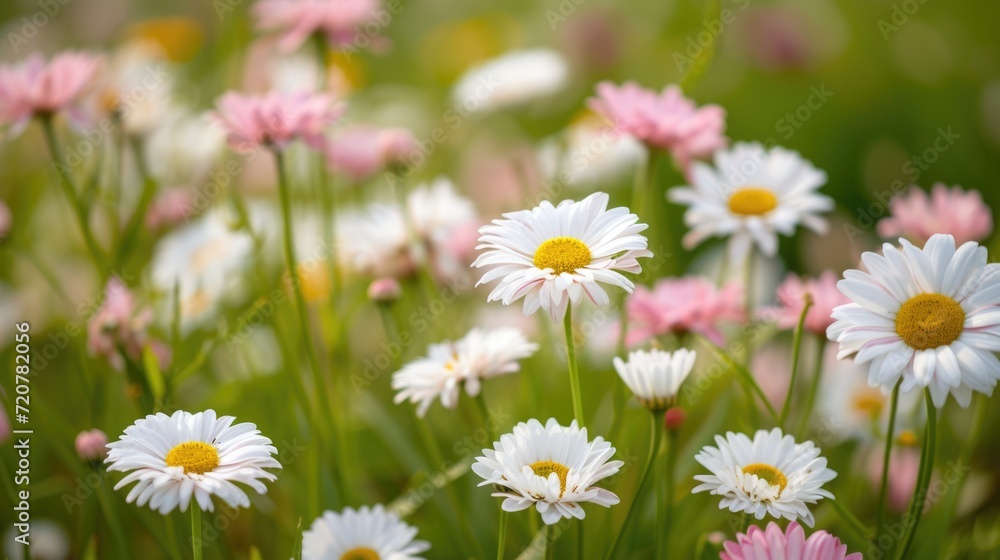 A beautiful bunch of white and pink flowers in a field. Perfect for adding a touch of nature to your designs A beautiful bunch of white and pink flowers in a field. Perfect for adding a touch of nature to your designs