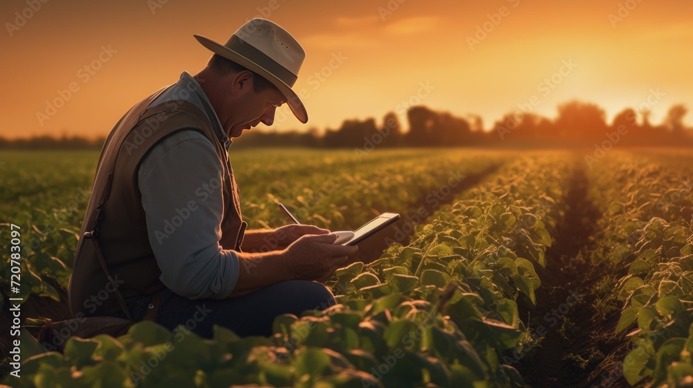 Fototapeta premium Modern farmer using a digital tablet