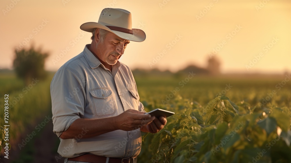 Modern farmer using a digital tablet Modern farmer using a digital tablet