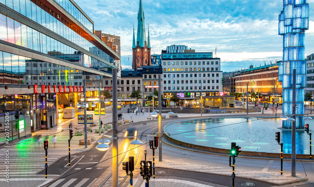 Scenic view of Sergel's Square (Sergels Torg) in Stockholm city centre, Sweden
