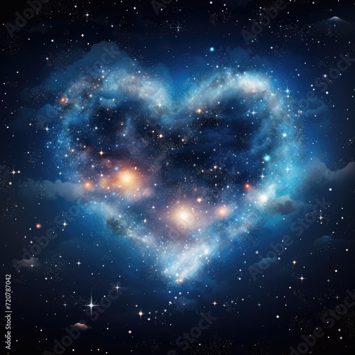 A picture of a heart in the middle of a night sky filled with stars and the shape of a heart