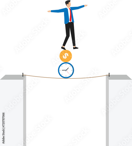 Businessman is keeping balance on life and working time — Vector
