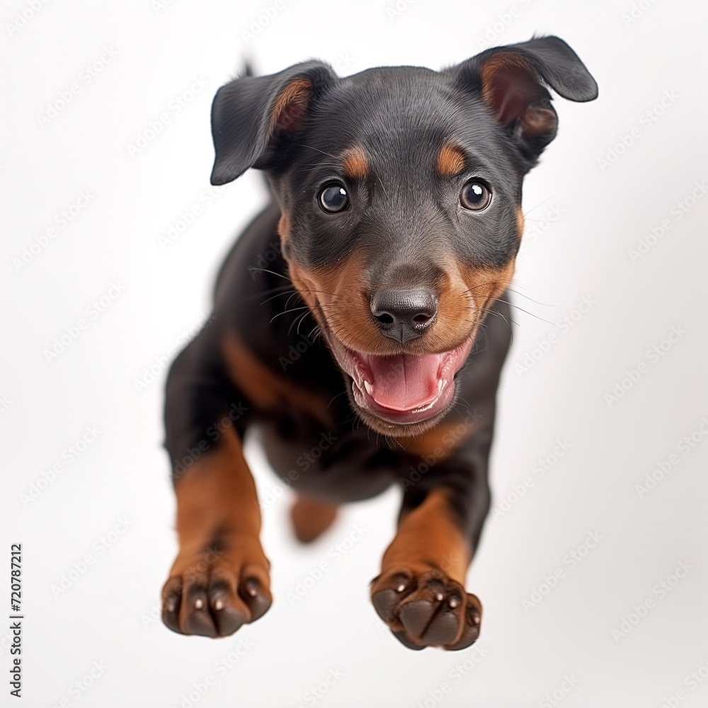 small doberman pup in the studio