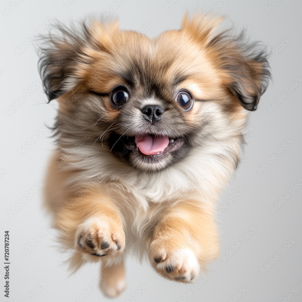 pekinese puppy jumping happy pekinese puppy jumping happy