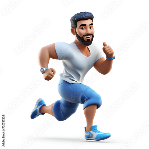 Cartoon Arabic looking man running in isolated background