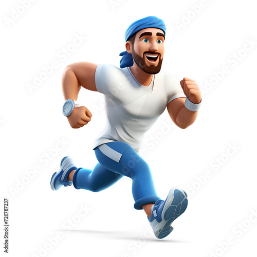 Cartoon man running in isolated background