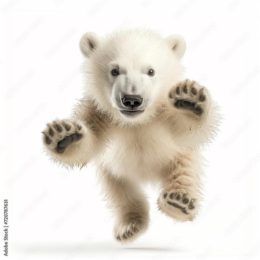 white polar bear cub jumping white polar bear cub jumping