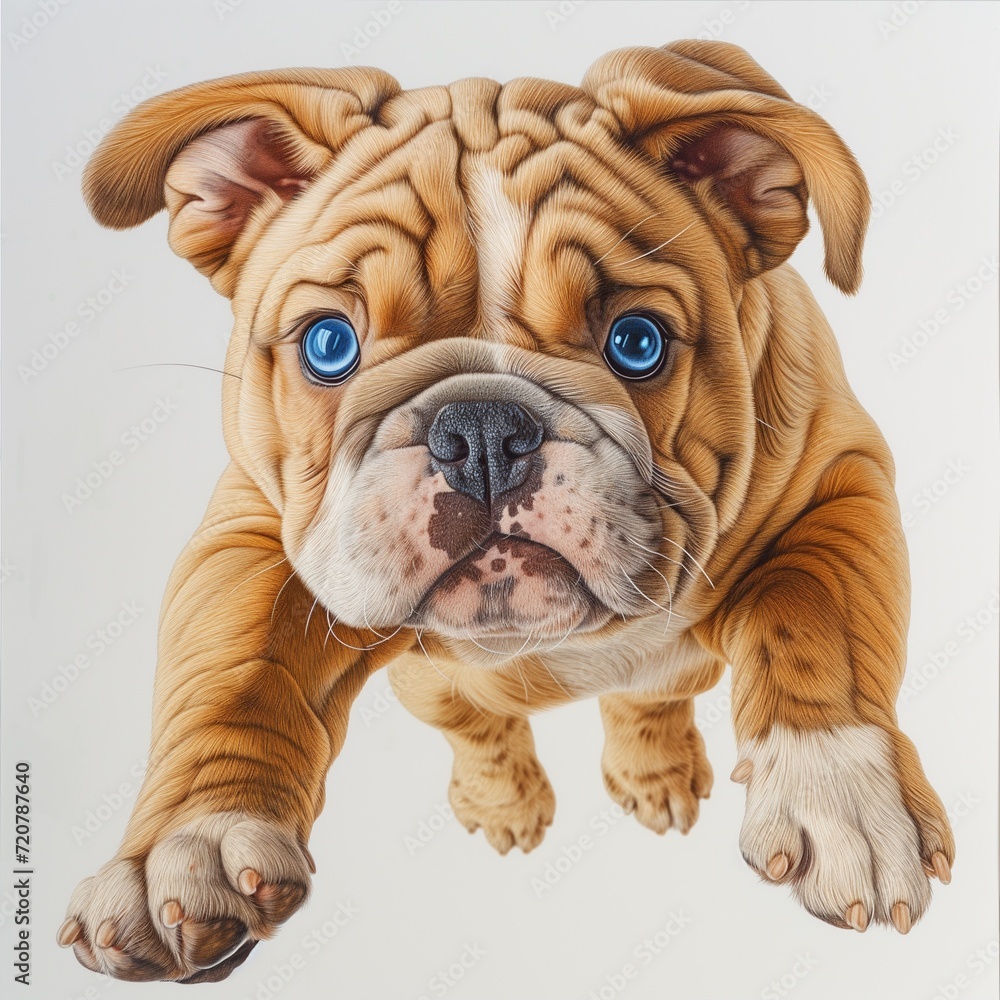bulldog puppy jumping in the studio on white background bulldog puppy jumping in the studio on white background