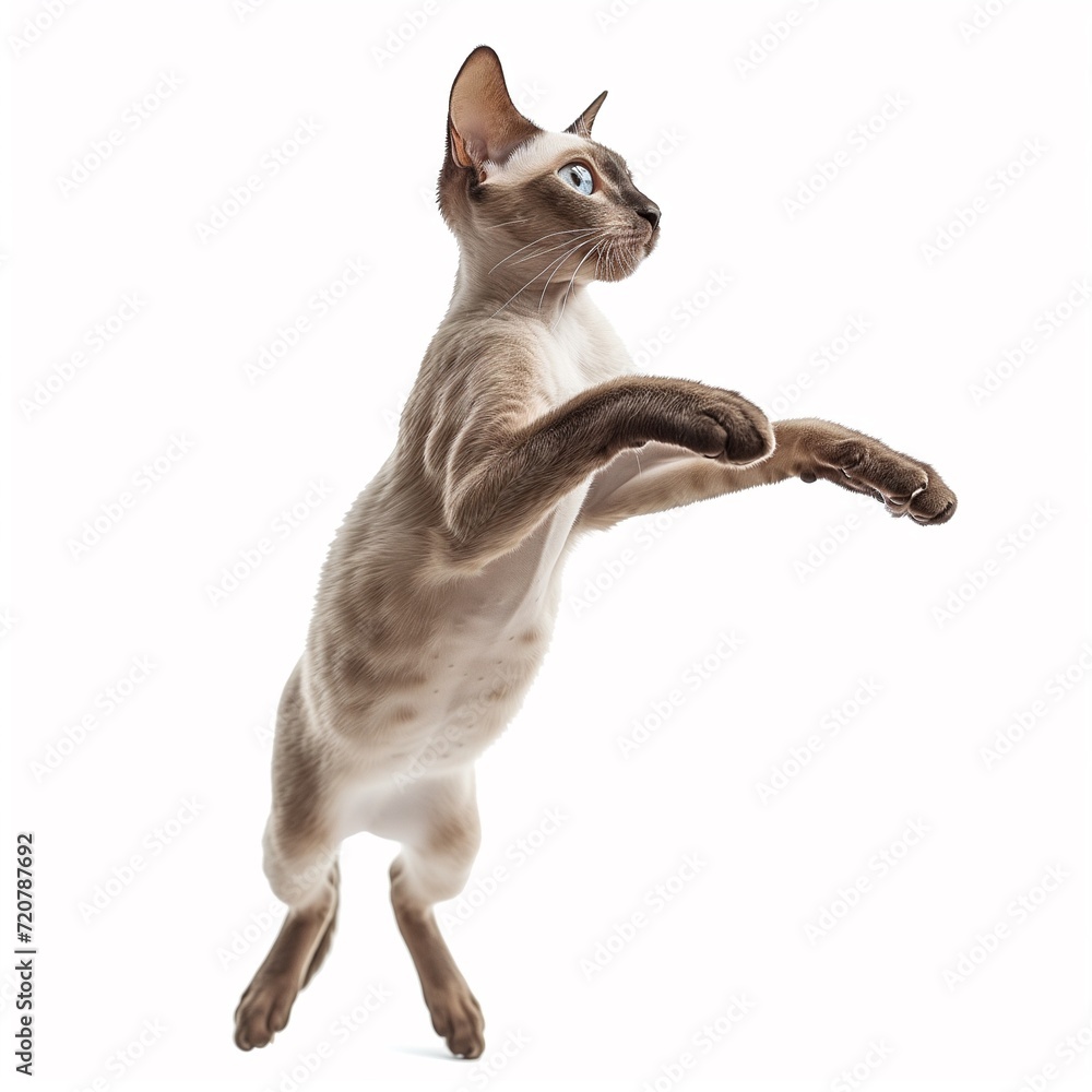 Obraz premium bold rex cat jumping on a white background