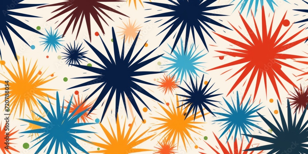 Sky striking artwork featuring a seamless pattern of stylized minimalist starbursts 