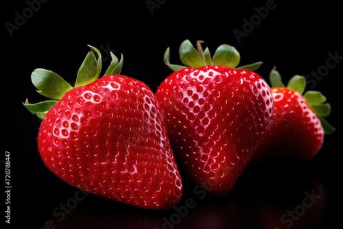 Fresh Strawberries on Red Background AI Generated