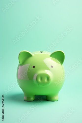 Minimal Style Piggy Bank on Light Green Background AI Generated
