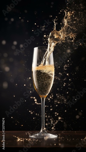 New Year's Banner with Champagne Toast - Suitable for Birthday Party Generative AI