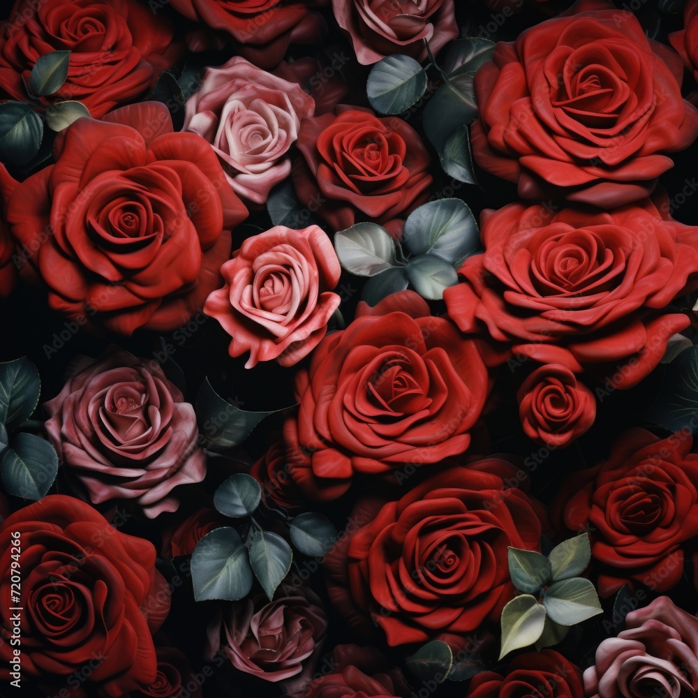 A seamless collage of lush red roses A seamless collage of lush red roses