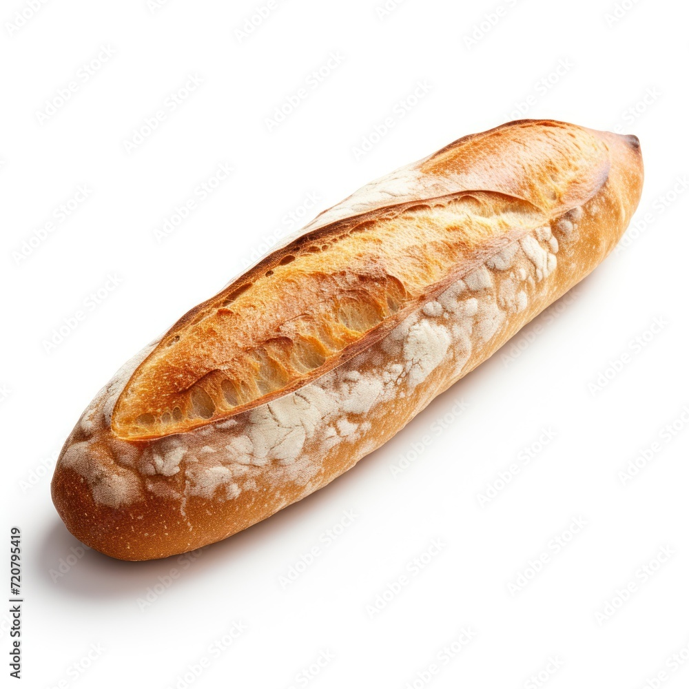 French baguette isolated on white background. Clipping path included