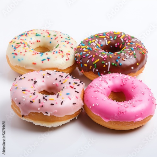 Scientific Graphy of Donuts on White Background AI Generated