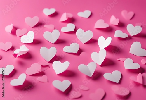  HAPPY SAN PAPER HEARTS PINK BACKGROUND WHITE