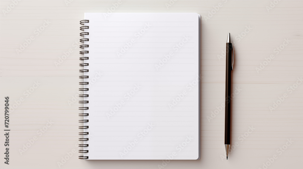 Book with blank pages, layout, book template, a pen lies next to it, copy space Book with blank pages, layout, book template, a pen lies next to it, copy space