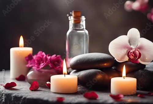 Valentine's Day stone background relax Zen spmassage decoration setting concept oil Wellness