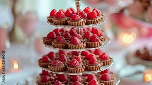 Heart-shaped tarts with raspberry filling generative ai