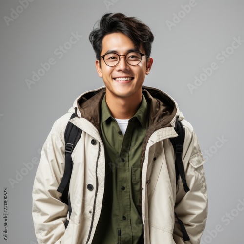 Smart and Attractive Asian Male Standing with Glasses AI Generated