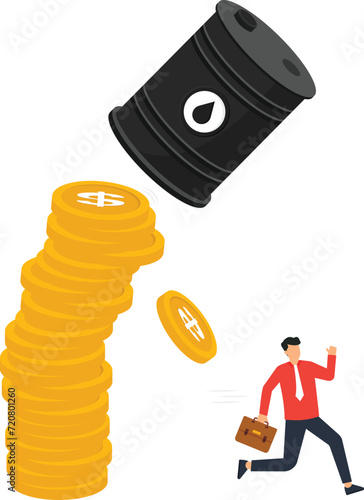 Oil price crisis and risk from energy or oil company stock or loss from commodity price volatility concept,
