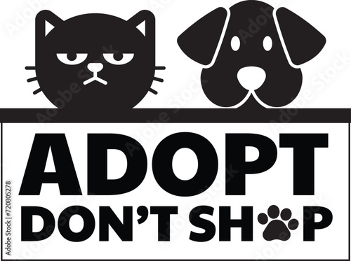 Animal Rescue Sticker, Adopt Don't Shop, Animal Rights, Vegan, Adopt, Cat Lover, Vinyl Sticker, Activism, pet adaptation, black print design, vinyl cutout design, wall branding, home decor, pet lover