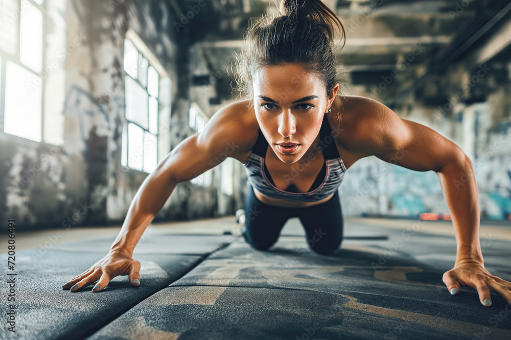 Woman doing High-Intensity Interval Training .She trains with a personal trainer. She wants to strengthen her body through fitness and exercises. Woman doing High-Intensity Interval Training .She trains with a personal trainer. She wants to strengthen her body through fitness and exercises.