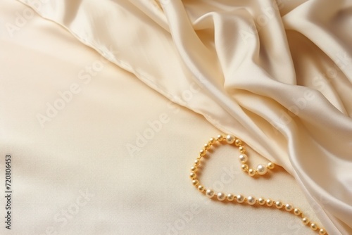 Stylish Golden Bijouterie on White Fabric: A Flat Lay with Space for Text AI Generated