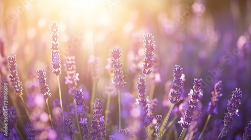 Sunlit lavender field generative ai