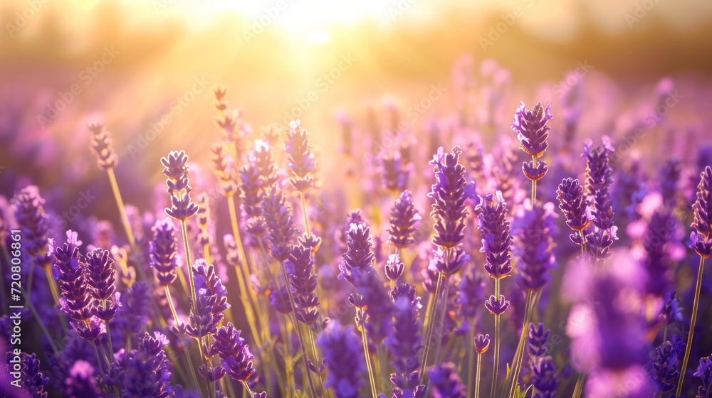 Obraz premium Sunlit lavender field generative ai